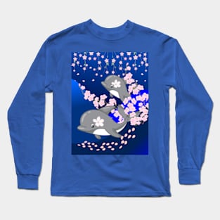 Cherry blossoms and the dolphin dance Long Sleeve T-Shirt